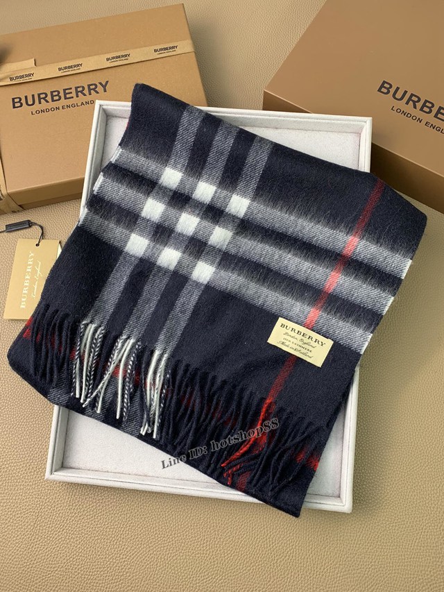 BURBERRY專櫃經典羊絨系列巴寶莉經典款水波紋小格紋混絨圍巾男女款圍巾披肩 mmyj1391